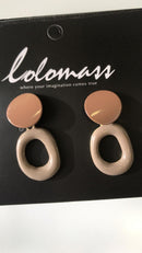 ACRYLIC BEIGE SOLID COLOR FASHION EARRINGS 2086 - حلق