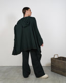 Oversized W/Hoodie Style and Front Pocket, Elastic Wasited Wide Leg Pants Activewear 3369 - ملابس رياضية