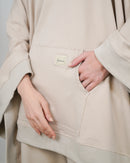 Oversized W/Hoodie Style and Front Pocket, Elastic Wasited Wide Leg Pants Activewear 3368 - ملابس رياضية