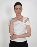 UnityTwist Asymmetrical neck Solid Tee Top 2811 - توب