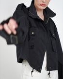 Flap Pocket Drop Shoulder drawstring Hem Jacket 3235 - كوت