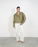 Flap Pocket Drop Shoulder drawstring Hem Jacket 3236 - كوت