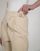 High Waist Plicated detail Buckled Belted Pants 2825 - بنطلون
