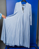 V-neck with front buttons and gathered style with long sleeves cotton kaftan 3668 - قفطان