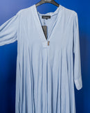 V-neck with front buttons and gathered style with long sleeves cotton kaftan 3668 - قفطان