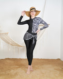 Tropical Print Swimsuit With cover up Skirt 3146 - ملابس سباحة