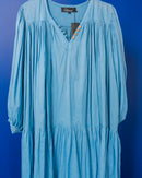 V-neck with buttons design and front gathered style full sleeves cotton kaftan 3652 - قفطان