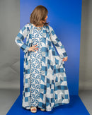 Top Oversized Back embroidered design and full sleeves, Inner with sleeveless cotton kaftan 3712 - قفطان