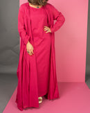 Top Oversized Back embroidered design and full sleeves, Inner with sleeveless cotton kaftan 3713 - قفطان