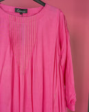 Round neck with v-shape gathered style and long sleeves cotton kaftan 3704 - قفطان