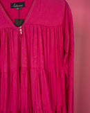 V-neck with front buttons and full gathered stylish Klosh design and long sleeves cotton kaftan 3656 - قفطان