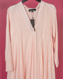 V-neck with front buttons and gathered style with long sleeves cotton kaftan 3666 - قفطان