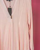 V-neck with front buttons and gathered style with long sleeves cotton kaftan 3666 - قفطان