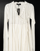 Gathered neck style with embroidered lines and open front design and Long sleeves cotton kaftan 3678 - قفطان