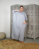 Oversized Collar design with front full stylish buttons, Embroidered shoulder and wide cuff cotton kaftan 3093 - قفطان