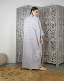 Oversized Collar design with front full stylish buttons, Embroidered shoulder and wide cuff cotton kaftan 3086 - قفطان