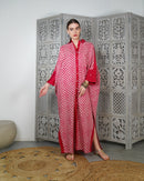 Oversized Collar design with front full stylish buttons, Embroidered shoulder and wide cuff cotton kaftan 3084 - قفطان