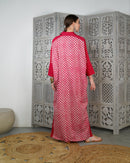 Oversized Collar design with front full stylish buttons, Embroidered shoulder and wide cuff cotton kaftan 3084 - قفطان