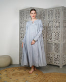 Embroidered V-Shape collar design with buttons, Klosh design with long sleeves cotton kaftan 3043 - قفطان