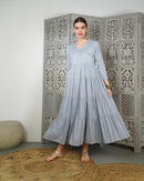 V-neck stylish kaftan with front Cross buttons and waist gathered style, half quarter sleeves cotton kaftan 3063 - قفطان
