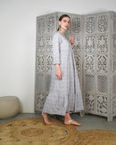 V-neck stylish kaftan with front Cross buttons and waist gathered style, half quarter sleeves cotton kaftan 3056 - قفطان