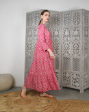 V-neck stylish kaftan with front Cross buttons and waist gathered style, half quarter sleeves cotton kaftan 3054 - قفطان
