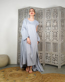 Top Oversized Back embroidered design with front gathered style, Round neck inner with sleeveless cotton kaftan 3103 - قفطان