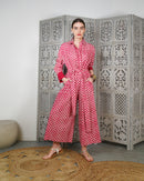 Jumpsuit Collar Style with front buttons and Waist belted embroidered cuff long sleeves cotton kaftan 3024 - قفطان