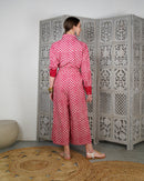 Jumpsuit Collar Style with front buttons and Waist belted embroidered cuff long sleeves cotton kaftan 3024 - قفطان