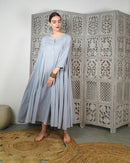 Klosh Design with front embroidered and style buttons, half quarter sleeves cotton kaftan 3023 - قفطان