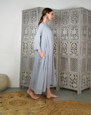 Klosh Design with front embroidered and style buttons, half quarter sleeves cotton kaftan 3023 - قفطان