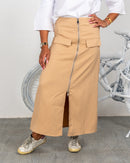 Zip Up Flap Detail Split Skirt 3525 - تنورة