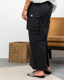 Sky Drawstring waist flap pocket side cargo skirt 3583 - تنورة