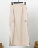Solid Split Hem Fap Pct Side Skirt 3587 - تنورة