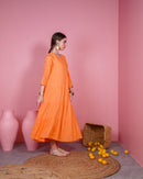 V-neck stylish kaftan with front Cross buttons and waist gathered style, half quarter sleeves cotton kaftan 3060 - قفطان