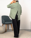 Frenchy Split Tie Back Drop Shoulder Shirt 3252 - قميص