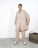 Oversized Front Zip W/Hoodie and Pockets, Elastic Cuff with Gathered Sleeves, Wide Leg Pants Activewear 3371 - ملابس رياضية