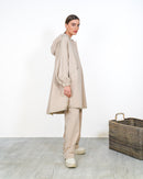 Oversized Front Zip W/Hoodie and Pockets, Elastic Cuff with Gathered Sleeves, Wide Leg Pants Activewear 3371 - ملابس رياضية