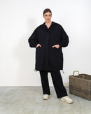 Oversized Front Zip W/Hoodie and Pockets, Elastic Cuff with Gathered Sleeves, Wide Leg Pants Activewear 3374 - ملابس رياضية