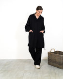 Oversized Front Zip W/Hoodie and Pockets, Elastic Cuff with Gathered Sleeves, Wide Leg Pants Activewear 3374 - ملابس رياضية