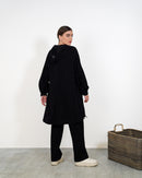 Oversized Front Zip W/Hoodie and Pockets, Elastic Cuff with Gathered Sleeves, Wide Leg Pants Activewear 3374 - ملابس رياضية