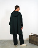 Oversized Front Zip W/Hoodie and Pockets, Elastic Cuff with Gathered Sleeves, Wide Leg Pants Activewear 3373 - ملابس رياضية