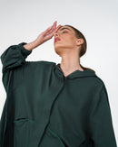 Oversized Front Zip W/Hoodie and Pockets, Elastic Cuff with Gathered Sleeves, Wide Leg Pants Activewear 3373 - ملابس رياضية