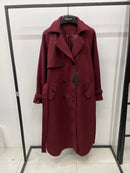 V-neck stylish Long Collar with front buttons Double Breasted Woolen Coat 4352 - كوت