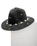 STRAW PEARL WIDE BRIM HAT 1940 - قبعة