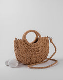 RATTAN WOVEN TOP HANDLE HANDBAG 1972 - حقيبة