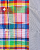 STRIPED COTTON CHECKED SHANTUNG IN FRONT 1515 - فستان