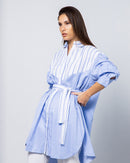 STRIPED BELTED BUTTONED SHIRT 1602 - قميص