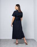 WRAPED TIE COTTON DRESS 1638 - فستان