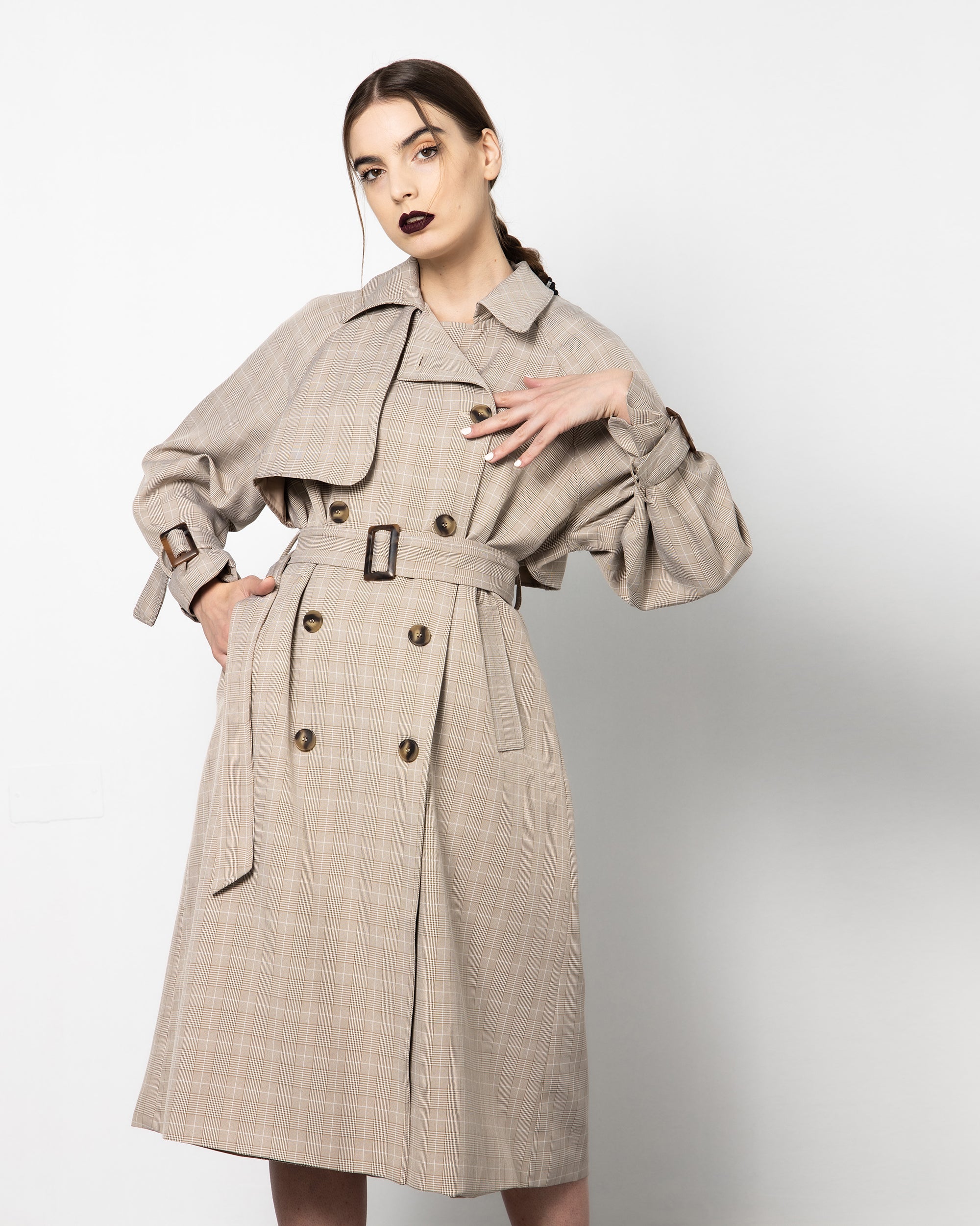 Checked hotsell trench coat